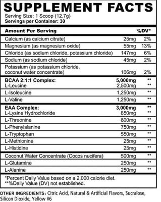 Underground Bio Labs Panda Supps BCAA+EAA Intra-Wokout, Hydration, and Recovery Amino Supplement 2:1:1 Ratio (30 Servings) (Melon Crusher)