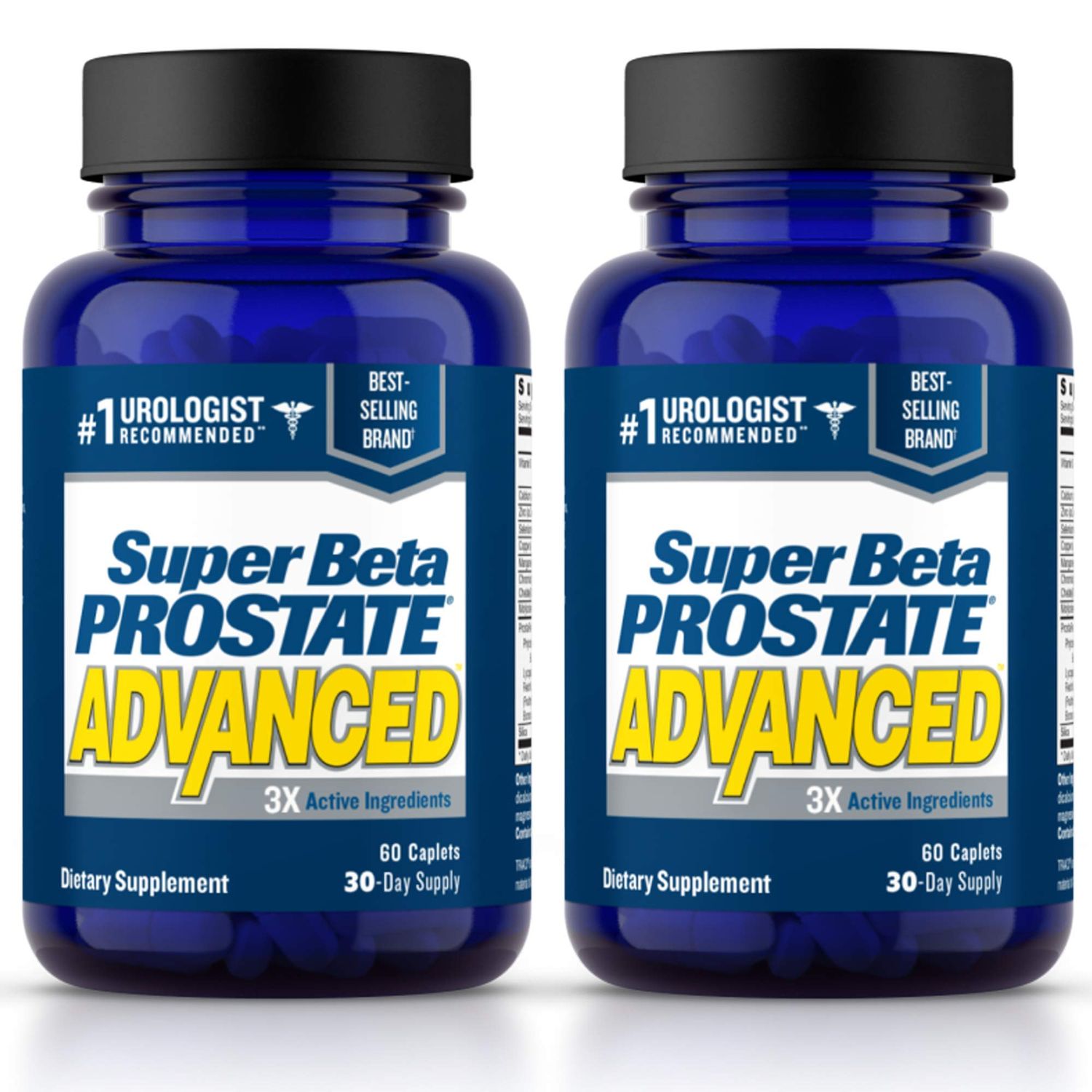 SUPER BETA PROSTATE Advanced - Prostate Support Supplement for Men&#39;s Health, Promote Sleep, Support Bladder Emptying, Beta Sitosterol (120 Caplets, 2- Pack)
