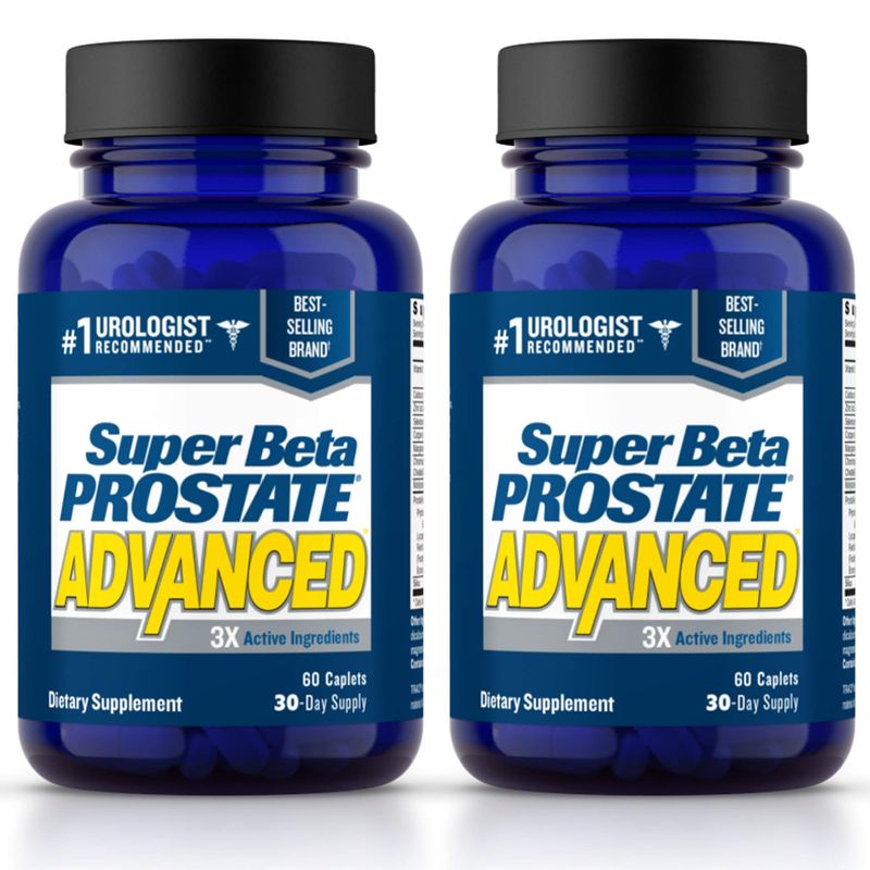 SUPER BETA PROSTATE Advanced - Prostate Support Supplement for Men&#39;s Health, Promote Sleep, Support Bladder Emptying, Beta Sitosterol (120 Caplets, 2- Pack)