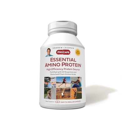 ANDREW LESSMAN Essential Amino Protein 180 Capsules - A highly bioavailable protein source with essential and branched chain amino acids. Supports the structure and function of key organs and tissues.