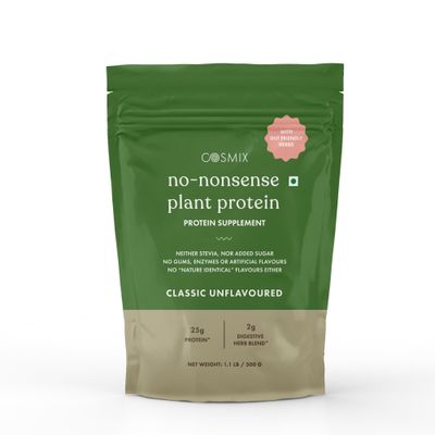 cosmix No-Nonsense Plant Protein, 25g Organic Brown Rice &amp; Pea Isolate, Plant Based, Vegan, Gluten/Dairy Free, Sugar Free, Classic Unflavoured, 1.1lb (1pk, 13 Servings)