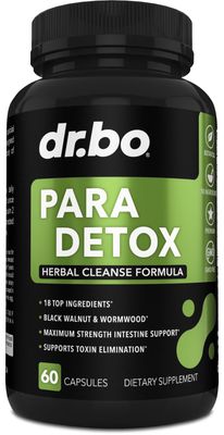 DR. BO para Cleanse Human Detox Guard - Intestinal Pills Support for Humans - Pro Gut Health Intestine Supplement Stomach for Adults - Herbal Wormwood Black Walnut Complex &amp; Cloves - 60 Capsules
