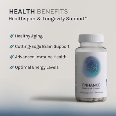 InfiniWell Enhance Healthspan Support, 90 Capsules (30 Day Supply), Longevity and Healthy Aging Support Dietary Supplement, NMN Alternative with Arginine Alpha-Ketoglutarate (AAKG)