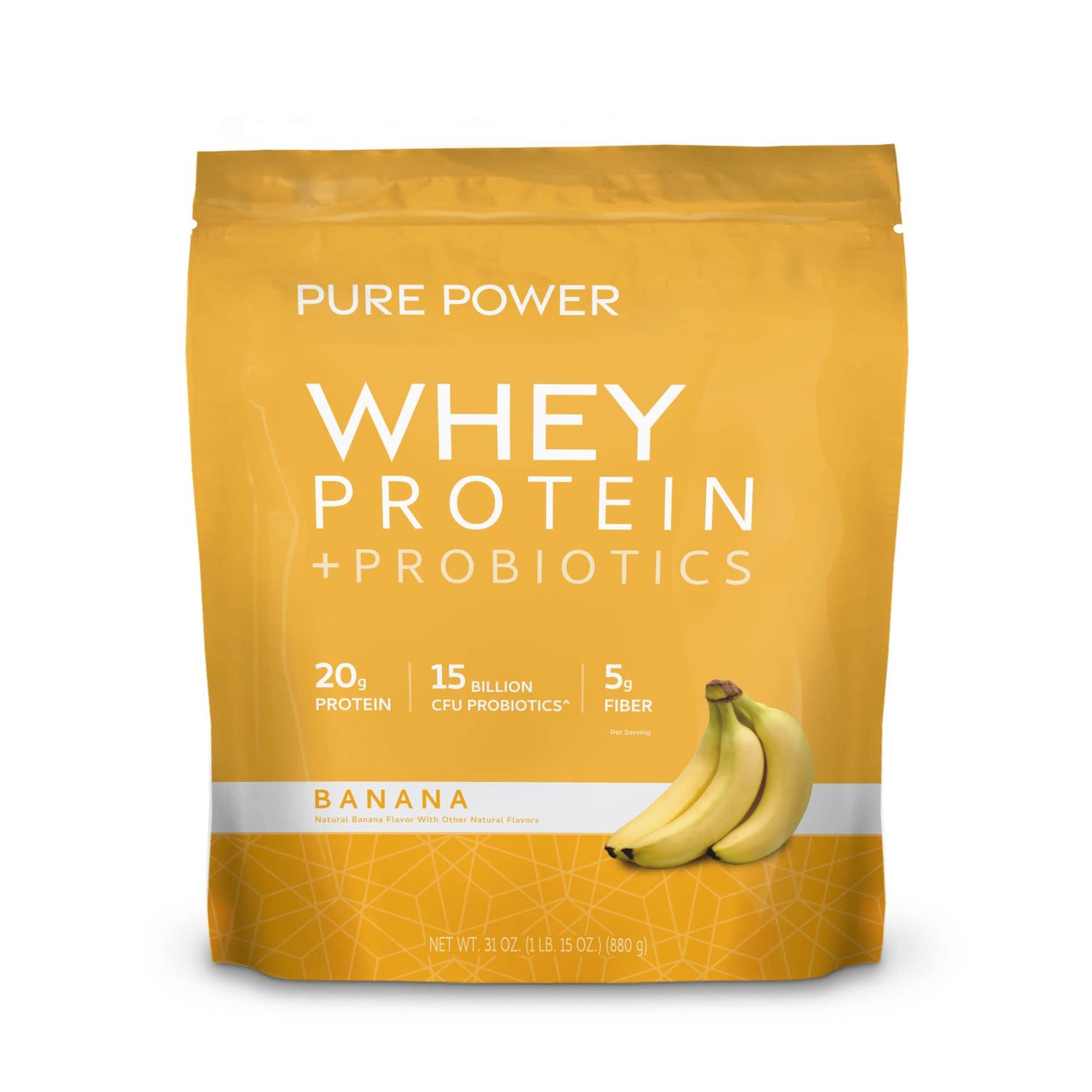 Dr. Mercola Pure Power Whey Gusset, Banana, 22 Servings (1 lb 15 oz), Non GMO, Gluten Free, Soy Free