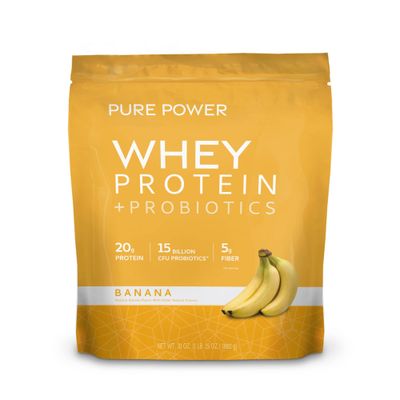 Dr. Mercola Pure Power Whey Gusset, Banana, 22 Servings (1 lb 15 oz), Non GMO, Gluten Free, Soy Free