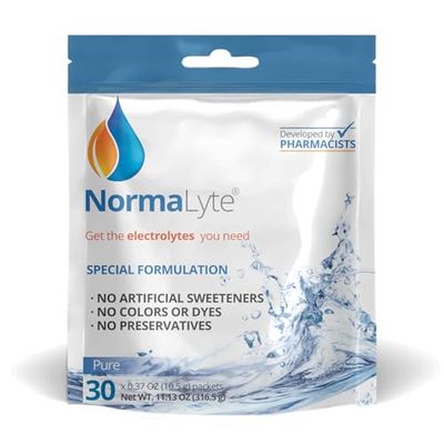NormaLyte Oral Rehydration Salts- Helps Dietary Management of POTS Syndrome Symptoms-1 Pouches - 30 Sticks (Yields 500mL per Pack)-Pure| Energy Supplements, Potassium Supplement, Dehydration Recovery