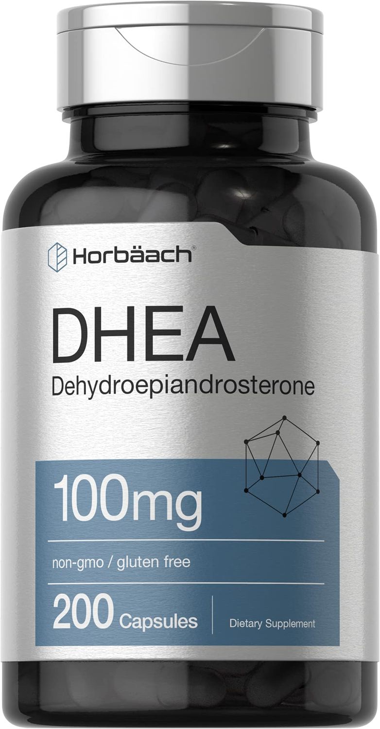 Horbach DHEA 100mg | 200 Capsules | Supplement for Men and Women | Non-GMO, Gluten Free