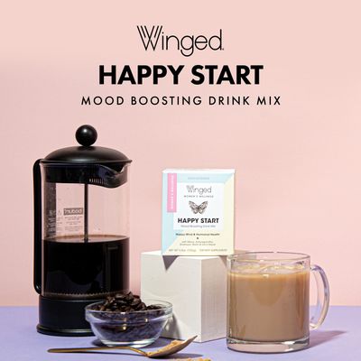 Winged Happy Start | Mood Boost Powder for Women | Unflavored (30 Servings), Non-GMO