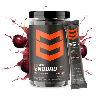 MTN OPS Enduro Trail Packs Nitric Oxide Supplement &amp; Stim-Free Pre Workout - 20 Servings - with Magnesium Citrate, Beet Root Powder, Niacinamide, L Arginine &amp; L Citrulline - Black Cherry Flavor