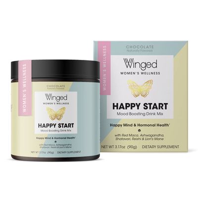 Winged Happy Start | Mood Boost Powder for Women | Unflavored (30 Servings), Non-GMO