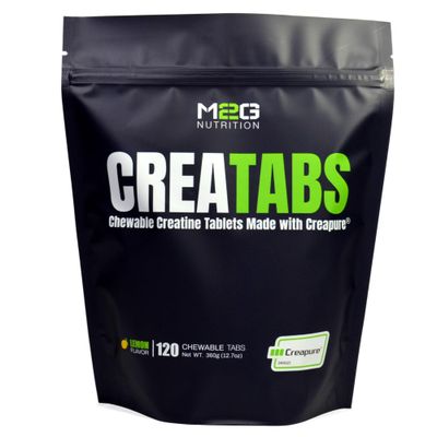 M2G Nutrition CREATABS, Creapure Creatine, 120 Chewable Tabs, Natural Lemon Flavor