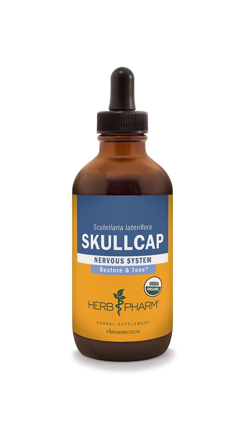 Herb Pharm Certified Organic Skullcap Liquid Extract for Nervous System Support, Organic Cane Alcohol, 4 Ounce
