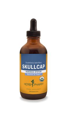 Herb Pharm Certified Organic Skullcap Liquid Extract for Nervous System Support, Organic Cane Alcohol, 4 Ounce