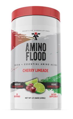 FRONTLINE FORMULATIONS Amino Flood, BCAAs + Essential Amino Acids, Building Blocks of Muscle, Comprehensive Formula, Great Taste, Veteran Owned and Operated (30 Servings, Cherry Limeade)
