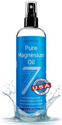 Seven Minerals, Pure Magnesium Oil Spray - Big 12 oz (Lasts 9 Months) - USP Grade Magnesium Spray for Feet and Body, No Unhealthy Trace Minerals - from Ancient Underground Permian Seabed in USA