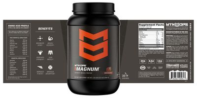 MTN OPS Magnum Chocolate Protein Powder, 23g of Whey Isolate Protein &amp; Milk Protein with BCAAs, Zero Sugar &amp; Gluten Free 30-Serving Tub