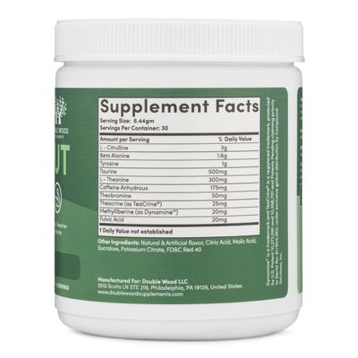 Pre Workout Powder for Men &amp; Women (30 Servings of Caffeine, Beta Alanine, L-Citrulline, Dynamine, L-Theanine, Taurine, Theacrine, &amp; More) Preworkout Powder with Scoop by Double Wood (Fruit Punch)