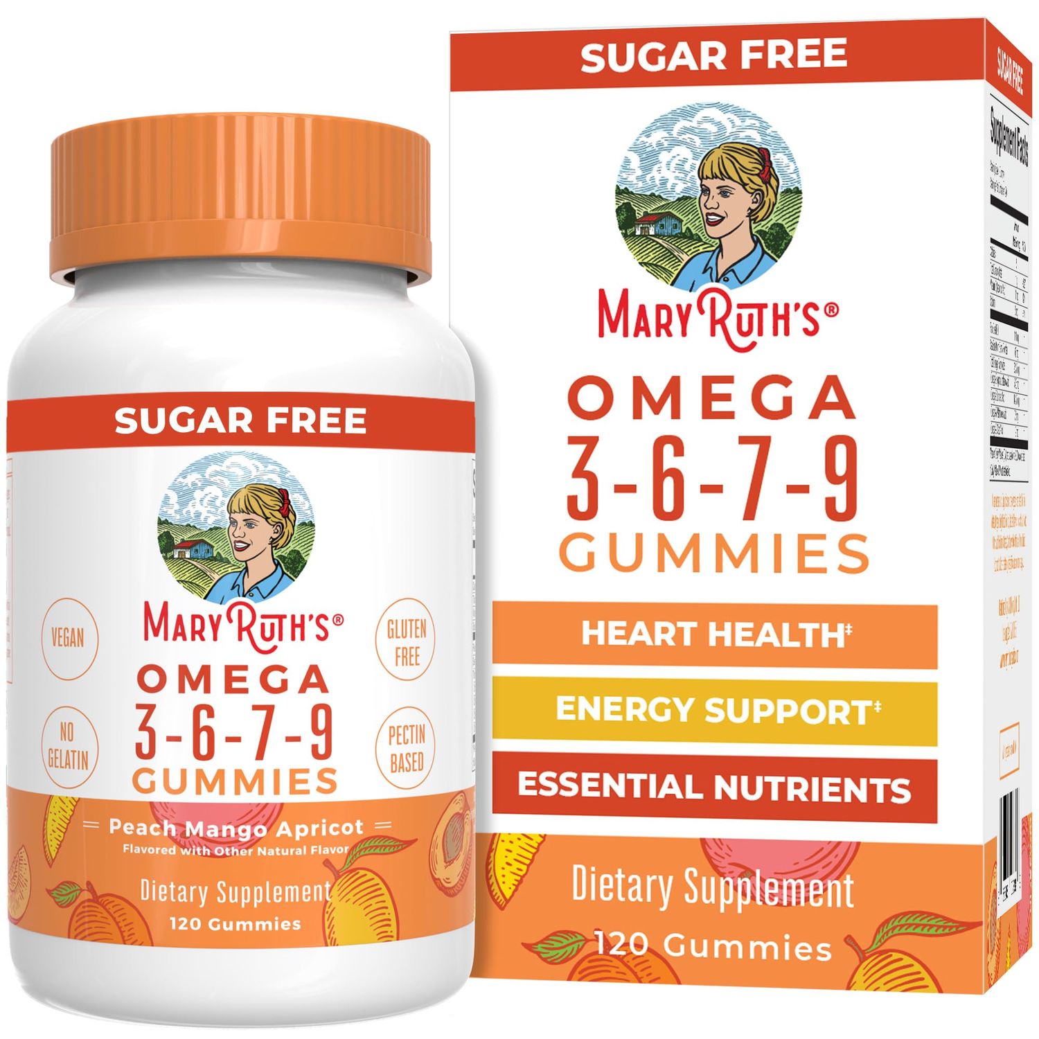 Vegan Omega 3 6 7 9 Gummies by MaryRuth&#39;s | Up to 4 Month Supply | Omega 3 Supplement with Flaxseed Oil | Omega 3 Gummies | No Fish Taste | Non-GMO | 120 Count