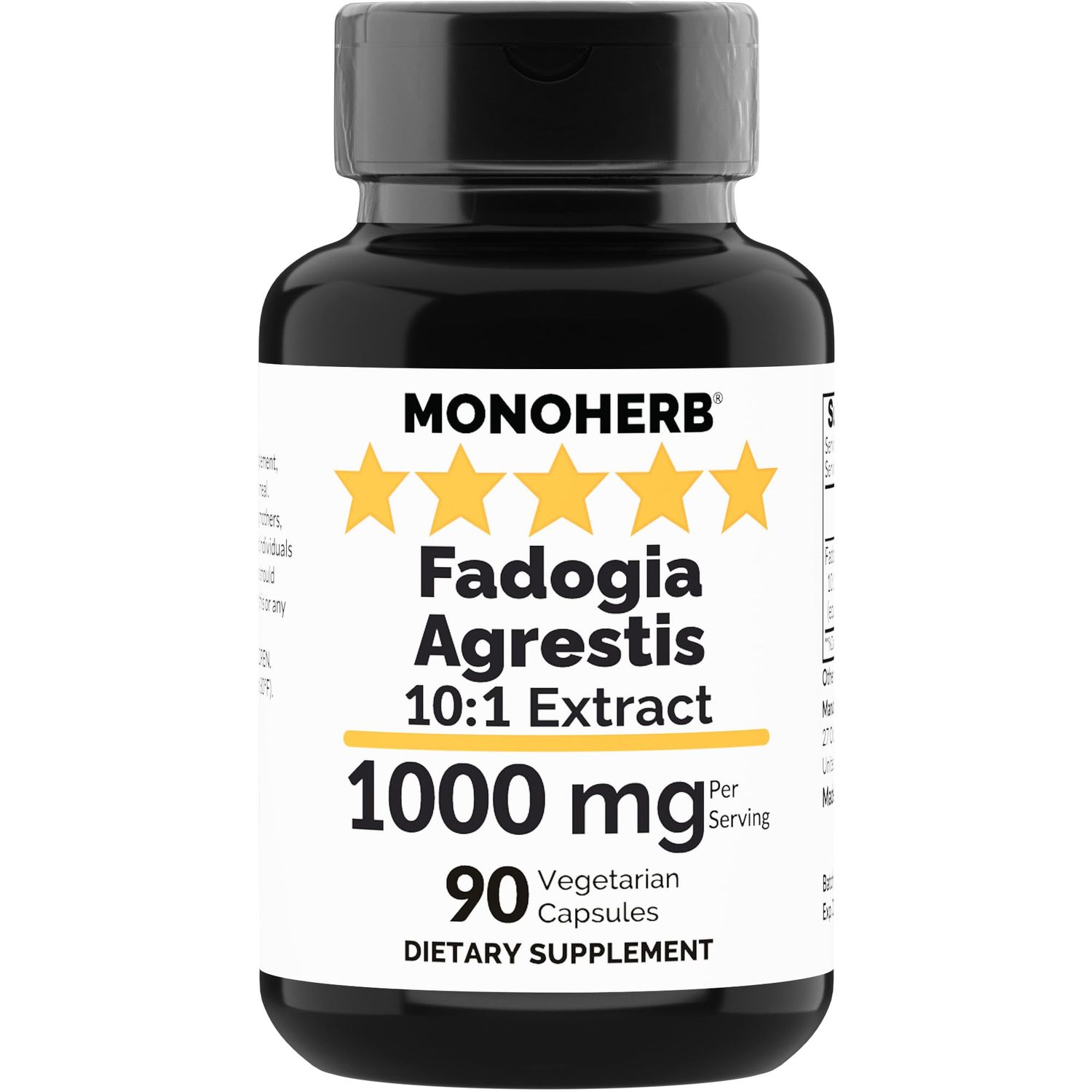 MONOHERB Fadogia Agrestis Extract 1000 mg - 90 Vegetarian Capsules