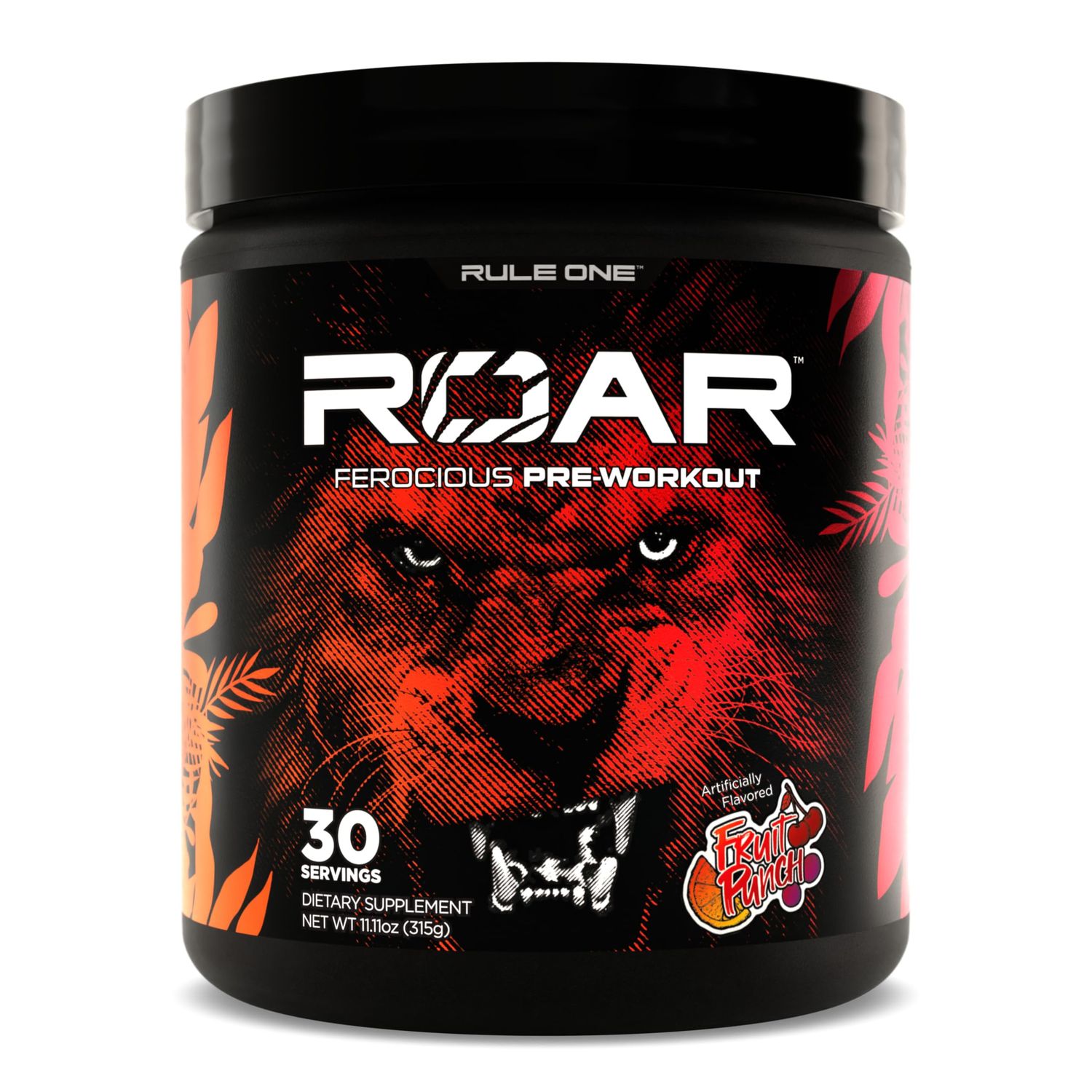Rule 1 R1 Roar - Pre-Workout Powder with Creatine, Beta-Alanine, Citrulline, Electrolytes &amp; Caffeine (30 Servings, Fruit Punch)