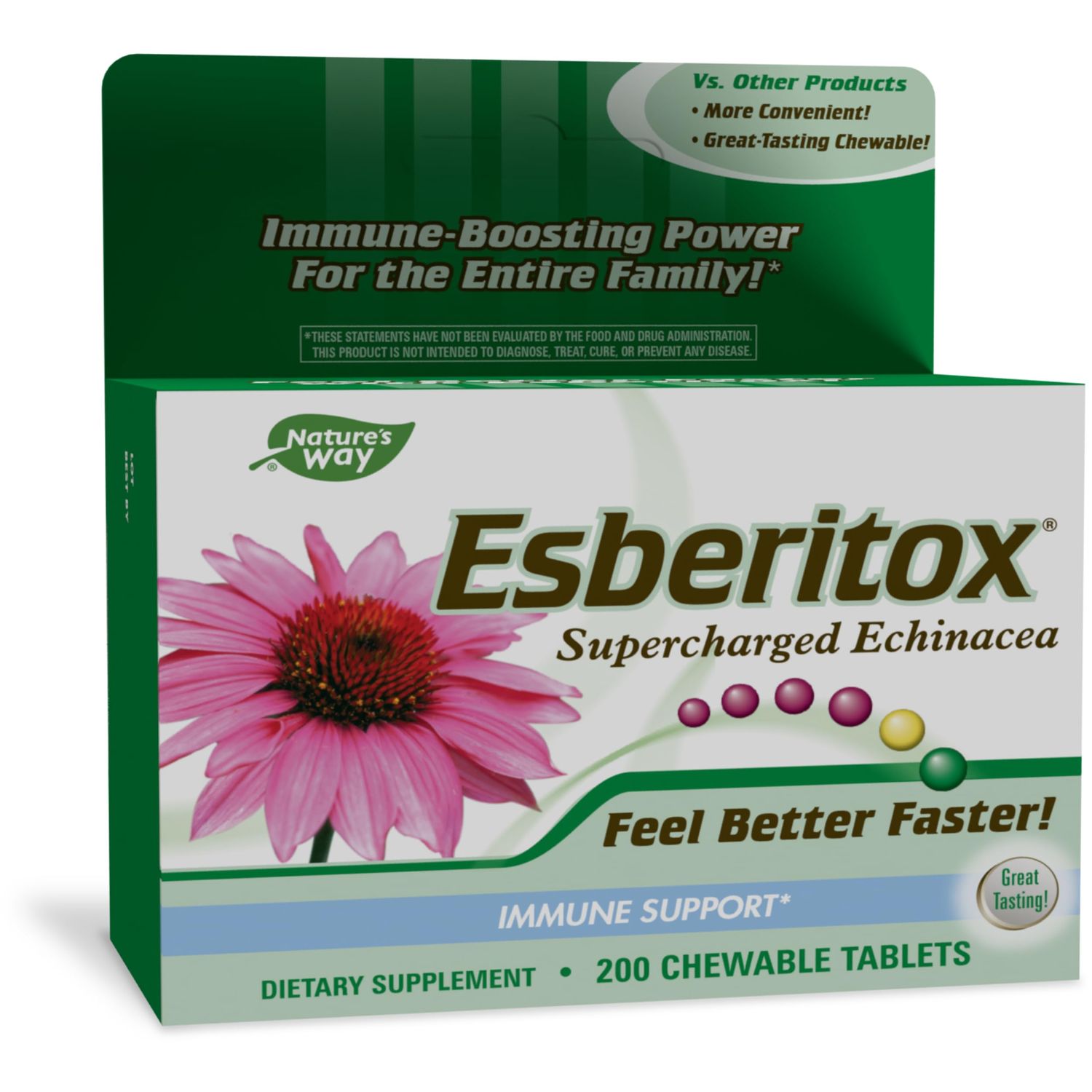ESBERITOX Supercharged Echinacea - Immune Support - Herbal Supplements - Wild Indigo Root - Purple Coneflower - Made in Germany - 200 Tablets