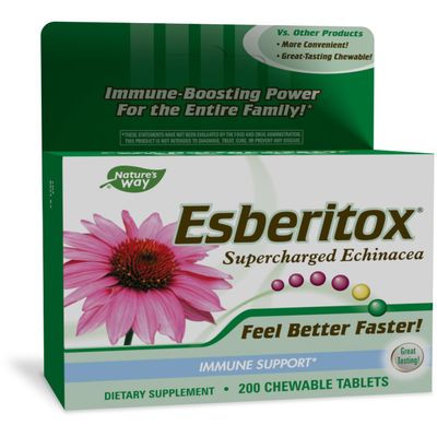 ESBERITOX Supercharged Echinacea - Immune Support - Herbal Supplements - Wild Indigo Root - Purple Coneflower - Made in Germany - 200 Tablets