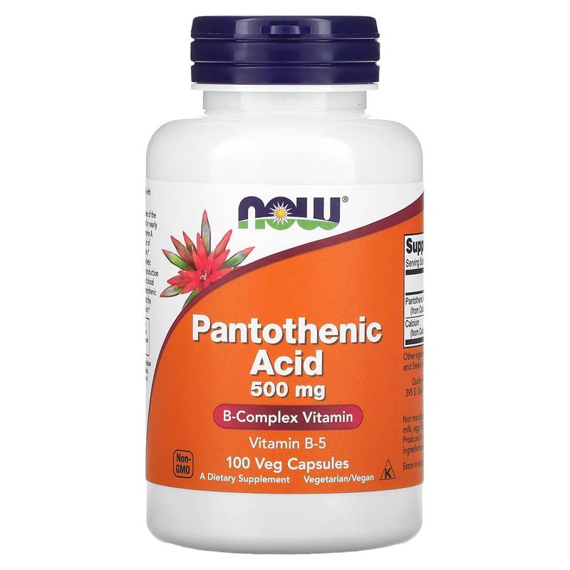 NOW Foods Pantothenic Acid 500mg, 100 Capsules (Pack of 1)
