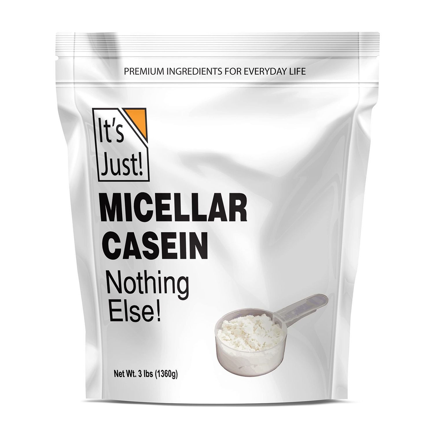 It&#39;s Just! - 100% Casein Protein Powder, Made in USA, One Ingredient, Slow Burning, Time Release, 6.9g BCAAs, 1g Carb, Non-GMO (Unflavored, 3lbs/48oz)