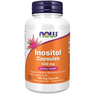 NOW Foods Supplements, Inositol 500 mg, Healthy Membrane Function*, Cellular Health*, 100 Veg Capsules