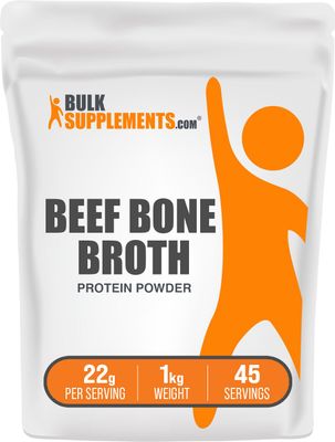 BulkSupplements.com Beef Bone Broth Protein Powder - Bovine Bone Broth Protein, Lactose Free Protein Powder - Dairy Free &amp; Gluten Free, 22g per Serving, 1kg (2.2 lbs) (Pack of 1)