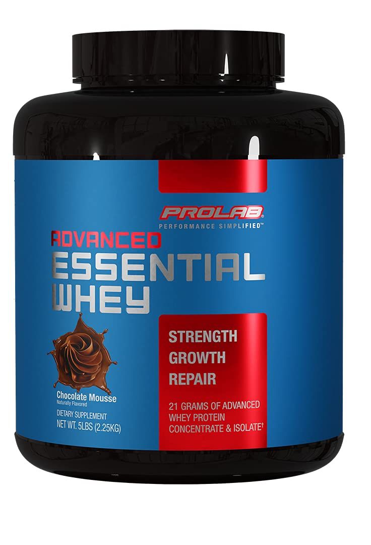Prolab Advanced Essential Whey-Blend of Premium Whey Concentrate and Ultra Pure Whey Isolate Protein - BCAAs &amp; Natural Enzymes (Chocolate Mousse, 5 LB)