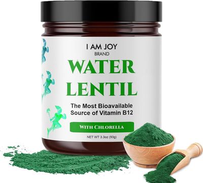 I Am Joy co. Water Lentil Protein Powder | Best Source of B12 Vitamin | aka Duckweed | with Organic Chlorella | Sugar Free | Rapid Energy Booster | Sustainably Farmed | 100% Recyclable 10oz Jar