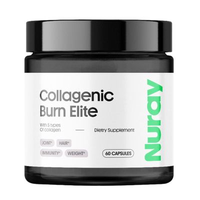 Nuray Collagenic Burn Elite with Green Tea - Collagen Peptides- 60 Capsules | Collagen Burn with 5 Types of Collagen for Healthy Hair, Skin, Nails, Joints, Metabolism Boost &amp; Energy