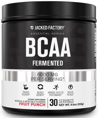 BCAA Powder (Fermented) - 6g Branched Chain Essential Amino Acid Supplement for Improved Muscle Recovery, Reduced Fatigue, Increased Strength, and Muscle Growth - 30 Servings, Fruit Punch