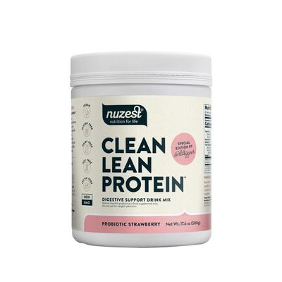 Nuzest Digestive Support Protein Probiotics for Digestive Health - Strawberry - Clean Lean Protein - Premium Vegan Pea Protein Powder - Plant Based - 20 Servings, 1.1 lb