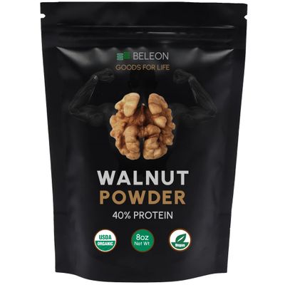 Beleon Goods For Life Organic Walnut Protein Powder 8 oz, Plant Vegan Protein Powder - 40% Protein