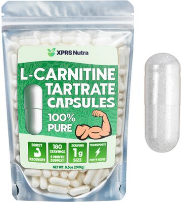 XPRS Nutra L Carnitine Supplement - 360 Capsules of L Carnitine Tartrate - 6 Month Supply of L-Carnitine 500mg Capsules - 180 Servings of L-Carnitine 1000mg Capsules