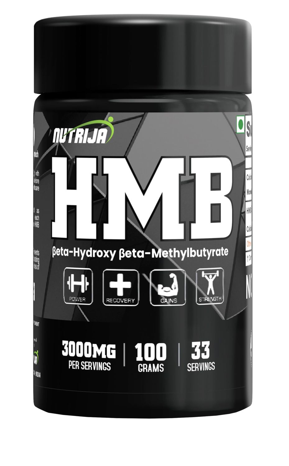 NutriJa HMB Powder (Beta-Hydroxy Beta-Methylbutyrate) 100 Grams - Pure HMB