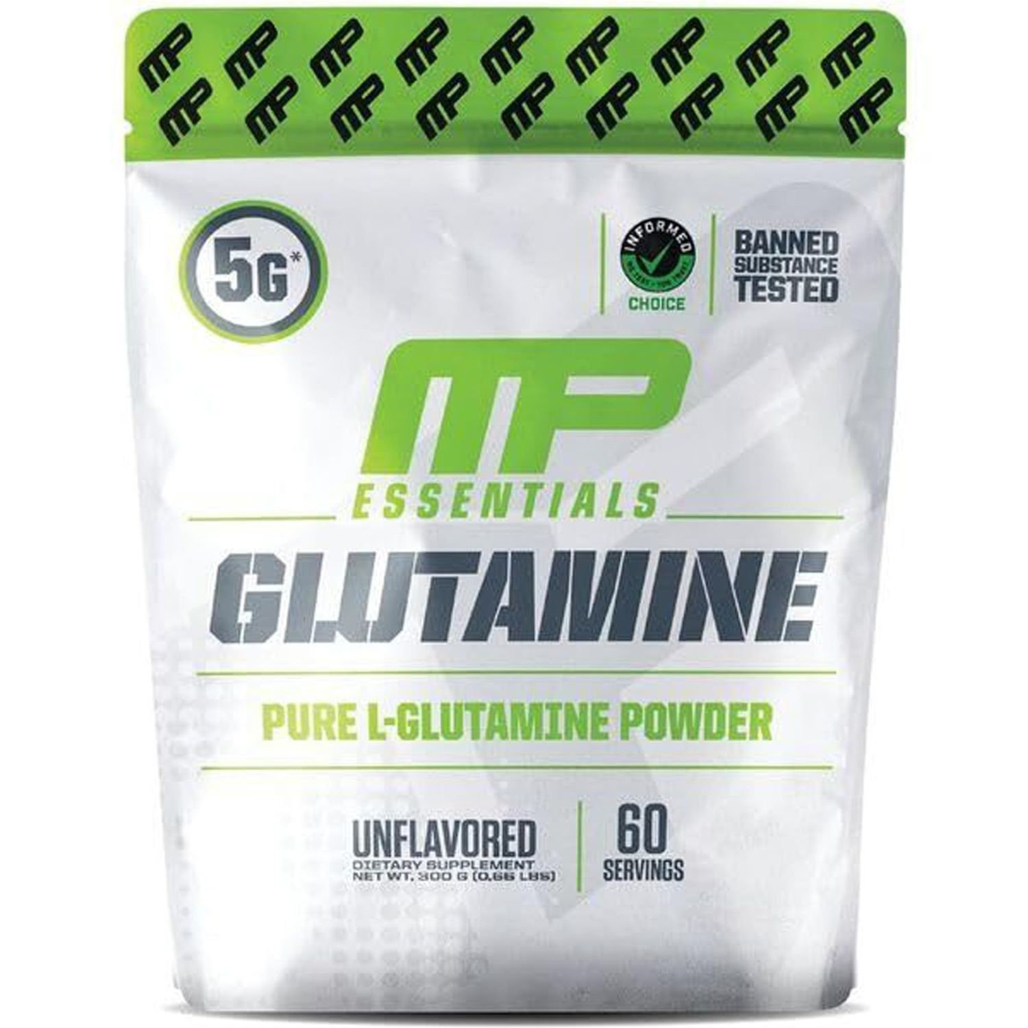 MusclePharm Essentials Glutamine, Pure L-Glutamine Powder Supplement for Post Workout Muscle Recovery, Energy &amp; Gut Health, 5g L Glutamine Powder per Serving, Gluten-Free, Unflavored, 60 Servings