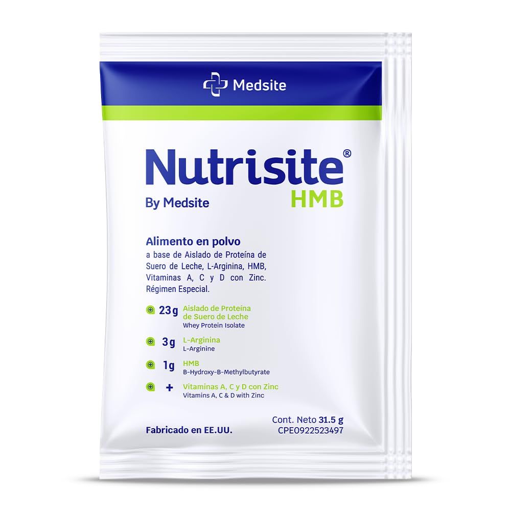 Nutrisite HMB - Special Medical Purpose Food, Single Pack - Modular Powdered Formula Based on Whey Protein Isolate, L-Arginine, HMB, Vitamins A, C, D, and Zinc - Mix with Orange Juice (1.11 Oz)