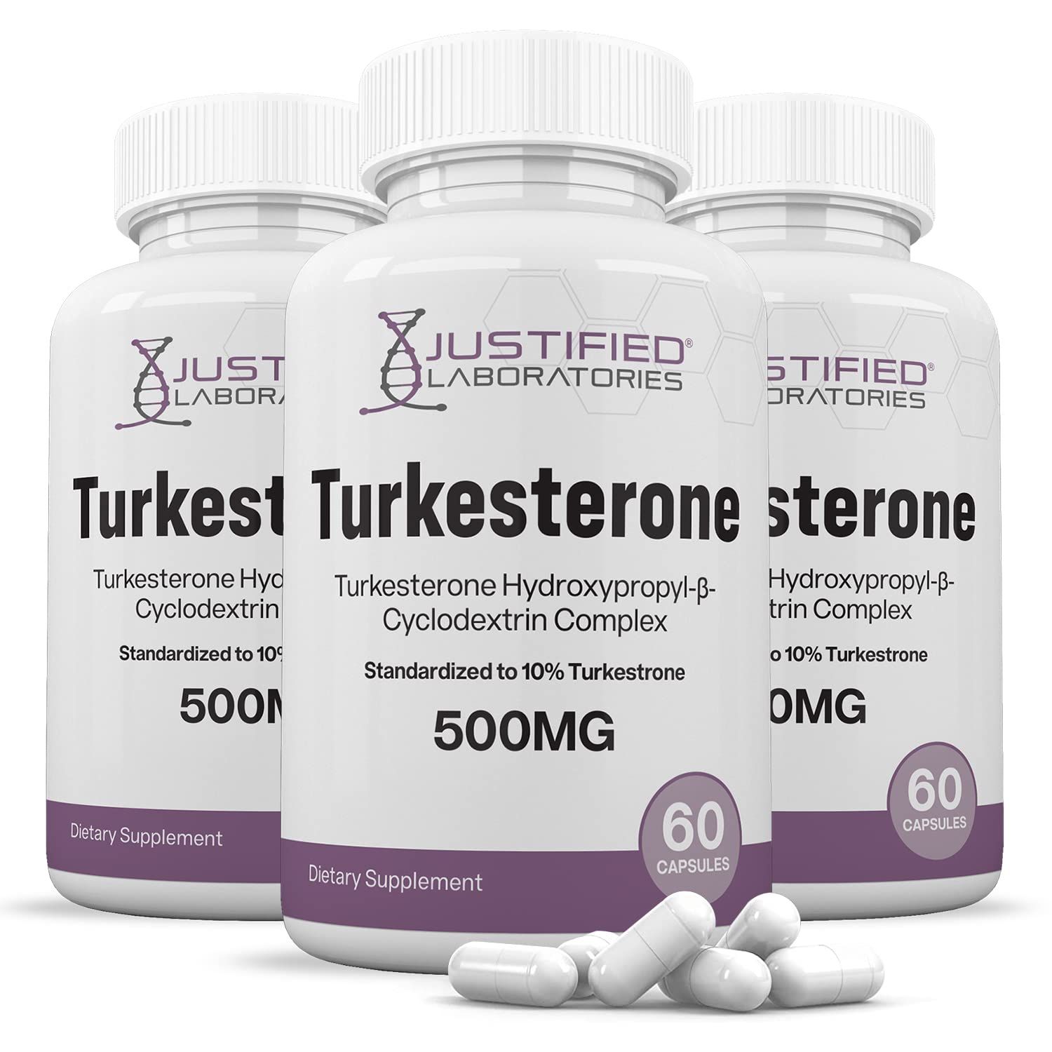 Justified Laboratories (3 Pack Turkesterone 500mg 10% Standardized Naturally Increase Stamina Endurance Strength 180 Capsules