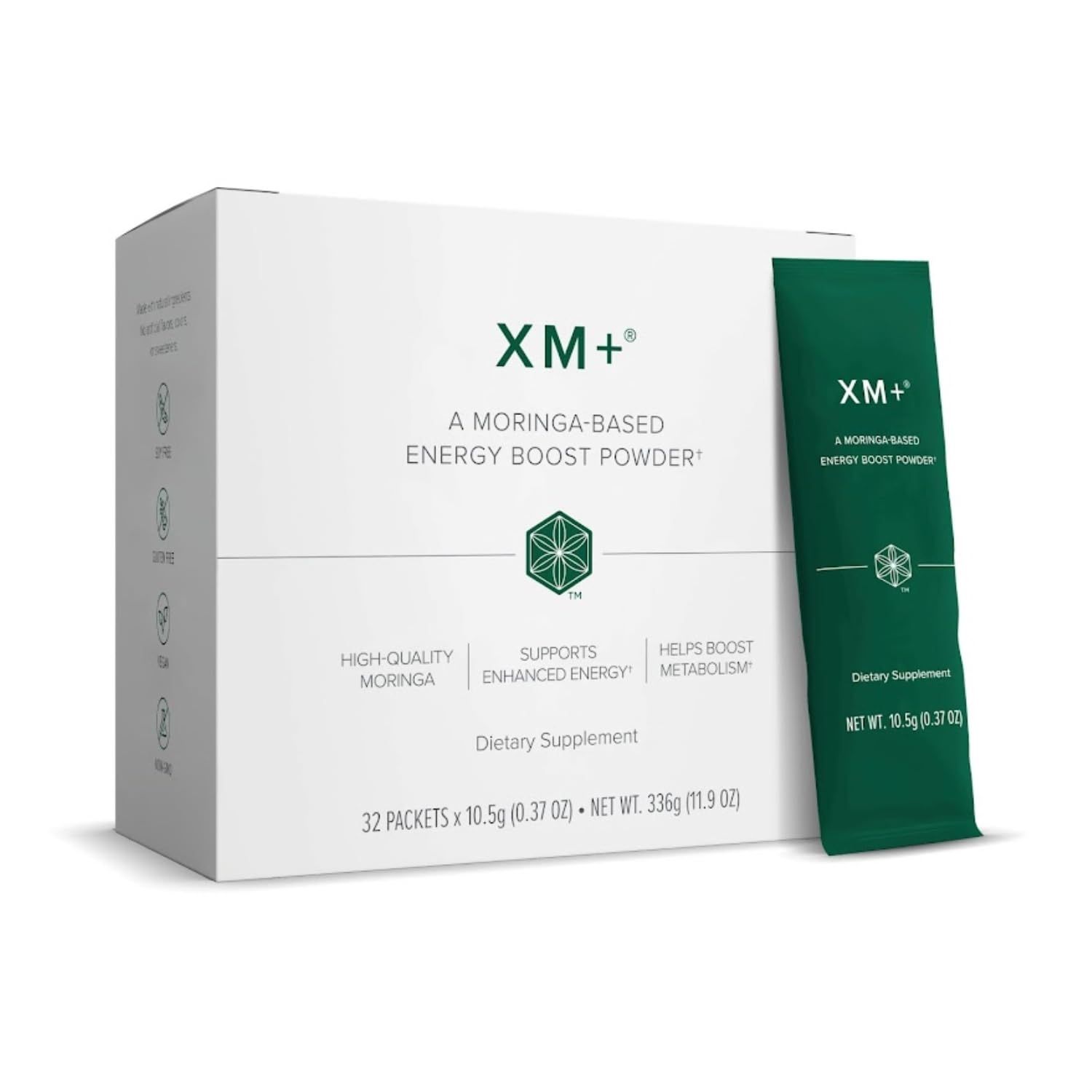 Isagenix XM+ - Moringa-Based Energy Boost Powder with Naturally Sourced Caffeine - Convenient Individual Serving Packets - 32 Servings - Fruit Flavor