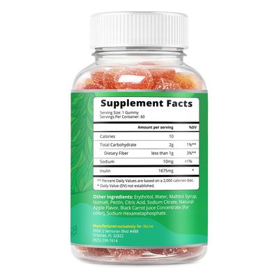 BeLive Fiber Gummies - Prebiotic Fiber Supplement with Chicory Root & Inulin for Digestive Support & Overall Gut Health I Vegan, Sugar Free Gummies for Adults & Children | 60 Ct - Apple Flavor