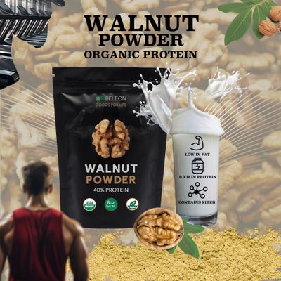 Beleon Goods For Life Organic Walnut Protein Powder 8 oz, Plant Vegan Protein Powder - 40% Protein