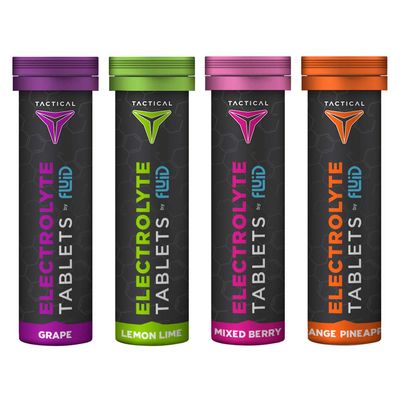 Fluid Tactical- Effervescent Hydration Tablets, Electrolyte Replacement &amp; Dehydration Prevention, 4 Pack, 40 Servings (Variety)