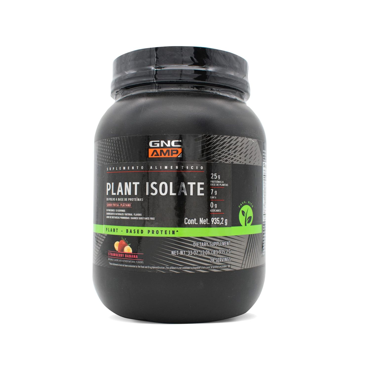 GNC AMP Nature-Based Protein | Vegan Protein for Muscle Growth &amp; Repair | Fuels Athletic Strength &amp; Performance | Strawberry Banana | 28 Servings
