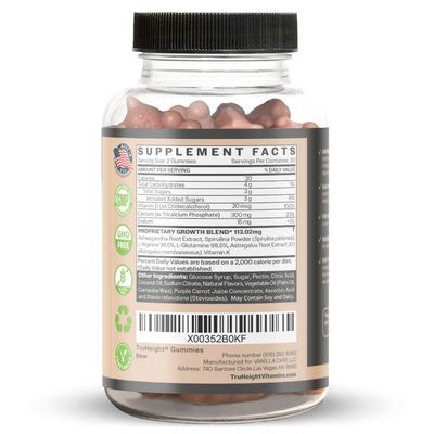 TruHeight Growth Gummies (Watermelon) Natural Growth &amp; Development Supplement for Kids &amp; Teens - Endorsed by Pediatricians - Vitamin D, K, Calcium &amp; Ashwaganda, Bone Strength - Kids Vitamins, Ages 5+