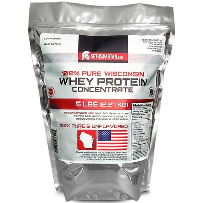 SethSpartan.com 100% Pure Whey Protein - 5 LB (2.27 KG) - 30g Protein Per Scoop! - Unflavored Whey Protein - (USA Whey Protein NOT China Imported)