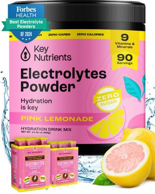 KEY NUTRIENTS Multivitamin Electrolytes Powder No Sugar - Fresh Pink Lemonade Electrolyte Powder - Endurance &amp; Energy Supplement - Hydration Powder - No Calories - 90 Servings - Made in USA