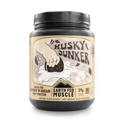 Earth Fed Muscle Husky Dunker Cookies N&#39; Cream Truly Grass Fed Whey Protein Isolate Powder - Non GMO, Hormone Free, Soy Free - 2lb, 34 Servings
